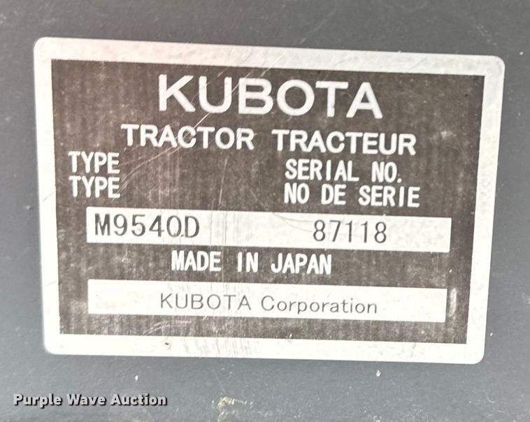 image for item DJ7790 2010 Kubota M9540 MFWD tractor