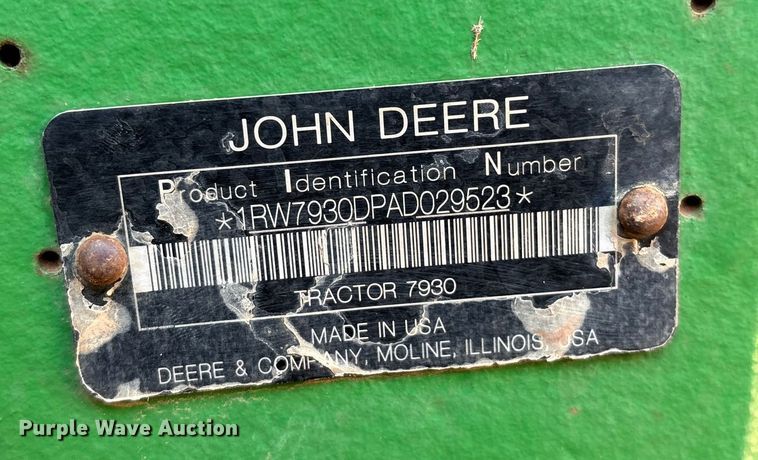 image for item DO1187 2010 John Deere 7930 MFWD tractor