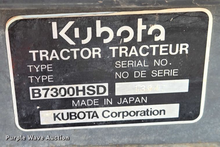 image for item DU6893 Kubota B7300HSD MFWD tractor