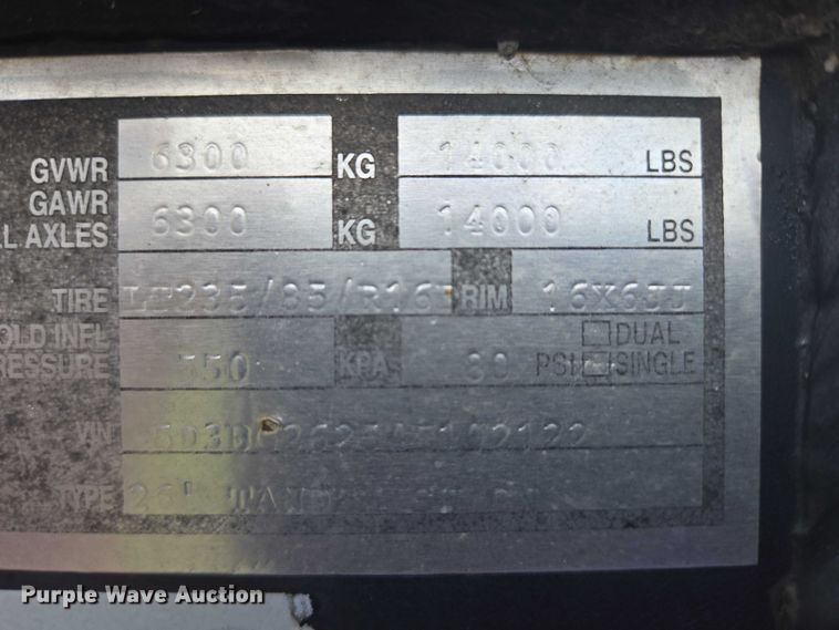 image for item EB1038 2004 Legend 26' Tandem SW GN equipment trailer