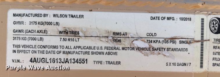 image for item EP0535 2018 Easley 5x16 SAGN/7 livestock trailer