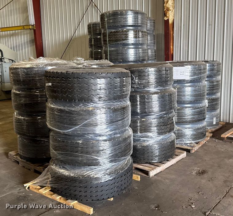 image for item ER2443  Approximately 53 385/65R22.5 tires and wheels