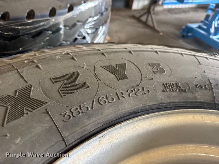 image for item ER2443  Approximately 53 385/65R22.5 tires and wheels