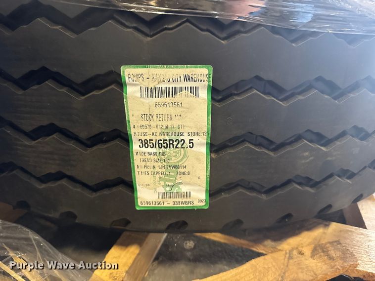image for item ER2443  Approximately 53 385/65R22.5 tires and wheels