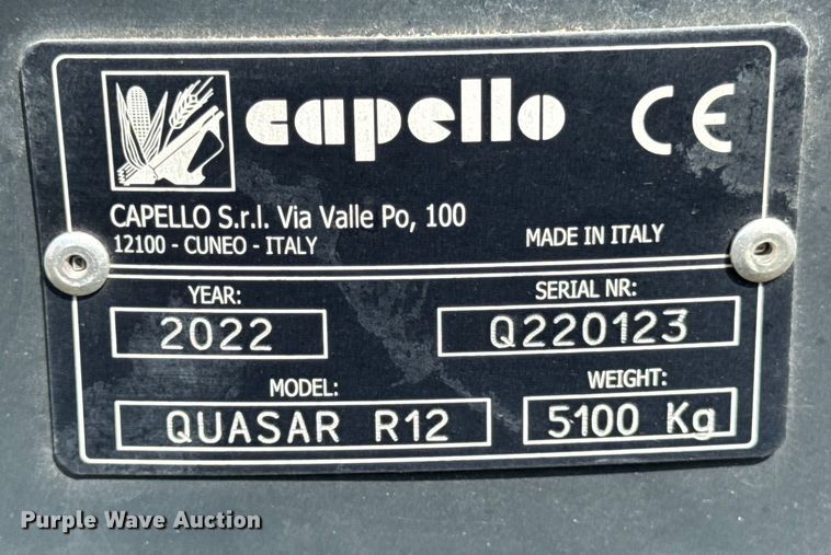 image for item YA1097 2022 Capello Quasar 12 corn head