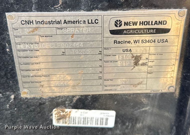 image for item YA1098 2020 New Holland SP310F  sprayer