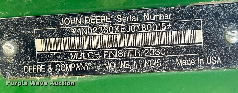 image for item YA1142 2018 John Deere 2330 mulch finisher