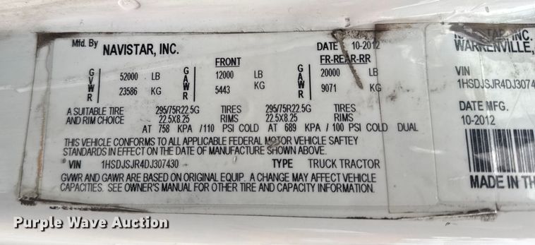 image for item DO2220 2013 International ProStar Plus semi truck