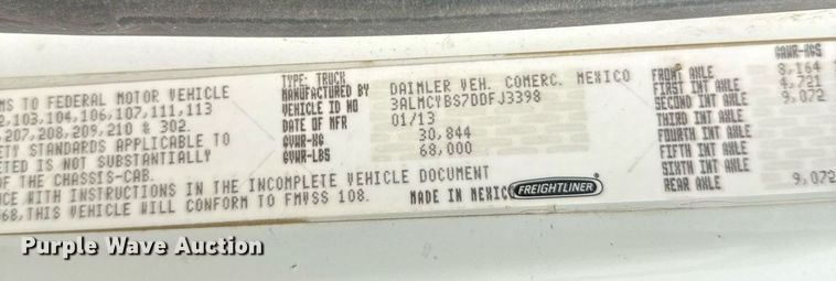 image for item DT6362 2013 Freightliner Business Class M2 dump truck