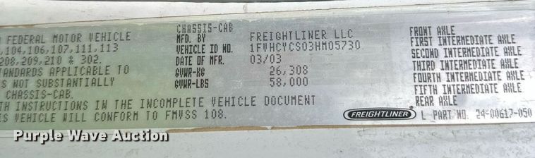 image for item DT6363 2003 Freightliner Business Class M2 dump truck
