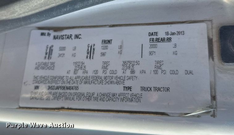 image for item DT6368 2014 International Prostar+ 122 semi truck