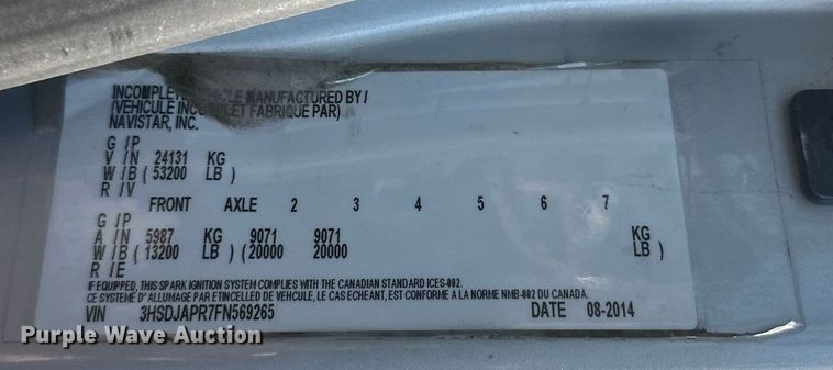 image for item DT6369 2015 International Prostar+ 122 semi truck