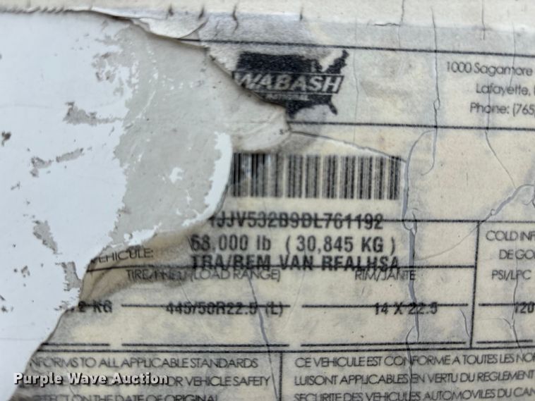 image for item DU1282 2013 Wabash refrigerated van trailer