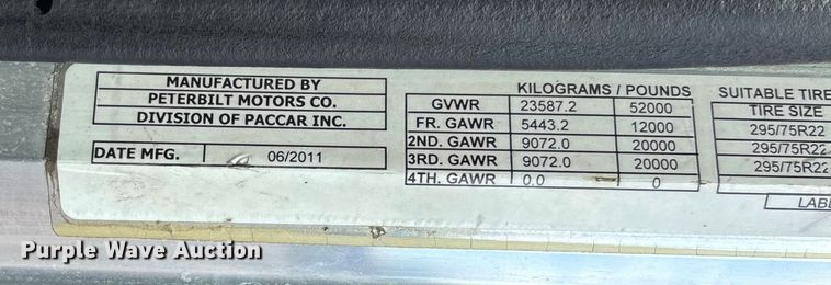 image for item DU1289 2012 Peterbilt 386 semi truck