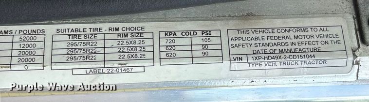 image for item DU1289 2012 Peterbilt 386 semi truck