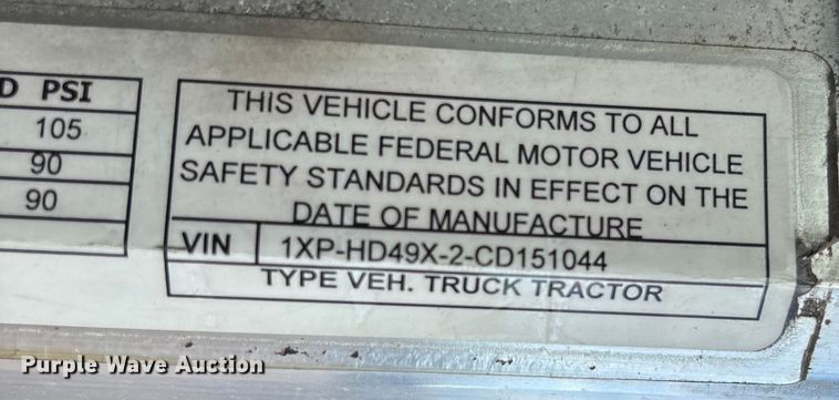 image for item DU1289 2012 Peterbilt 386 semi truck