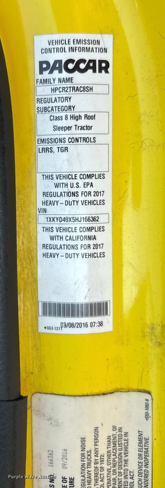 image for item DU1315 2017 Kenworth T680 semi truck