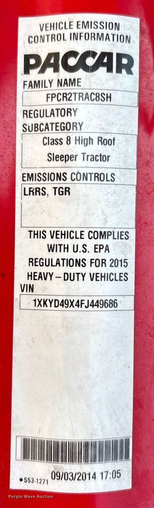 image for item DU1316 2015 Kenworth T680 semi truck