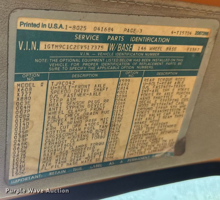 image for item DY8110 1984 GMC Brigadier semi truck