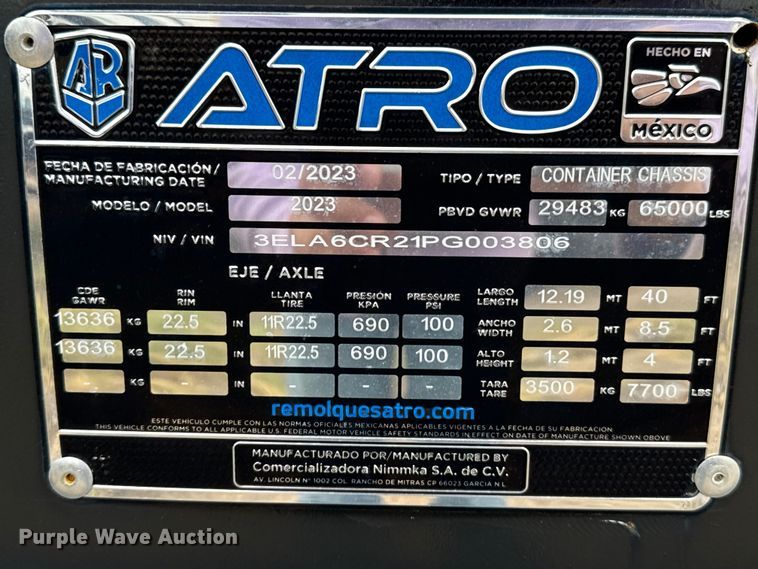 image for item DZ8955 2023 Atro extendable container trailer