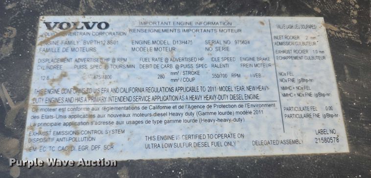 image for item EB1033 2012 Volvo Truck VNL semi truck