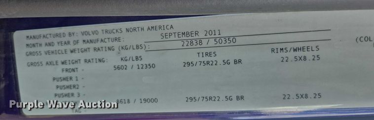 image for item EB1033 2012 Volvo Truck VNL semi truck