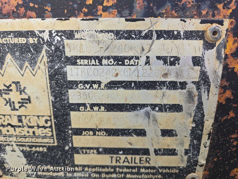 image for item EB1037 1982 Trail King TK18-2400 equipment trailer