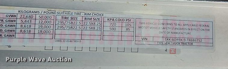 image for item EB8318 1996 Kenworth T600 semi truck