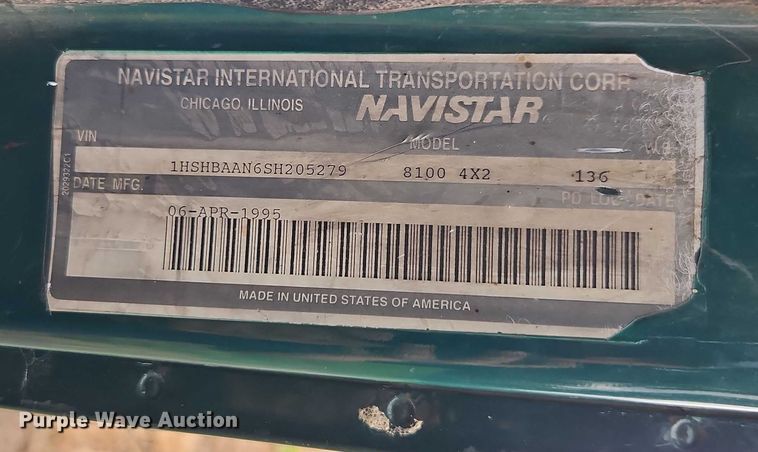 image for item EB8338 1995 International 8100 semi truck