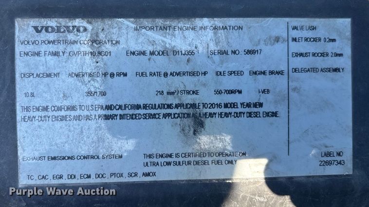 image for item EC3808 2017 Volvo VNM semi truck