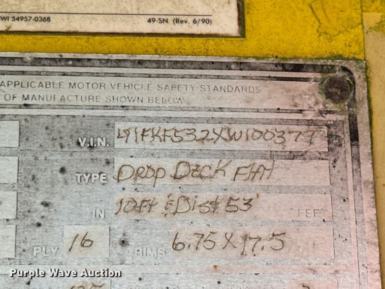 image for item ED5889 1998 Kalyn Siebert KDP-80 drop deck trailer