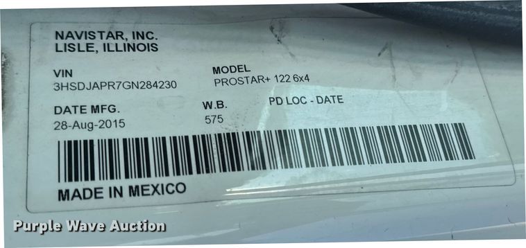 image for item EH7475 2016 International ProStar Plus semi truck