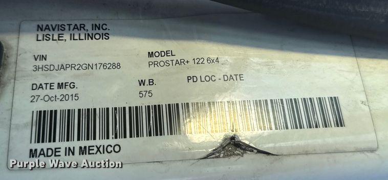 image for item EH7476 2016 International ProStar Plus semi truck