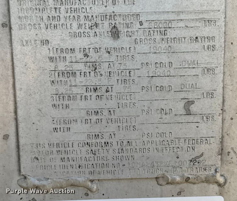 image for item EM2360 1985 Polar CT87511 tank trailer