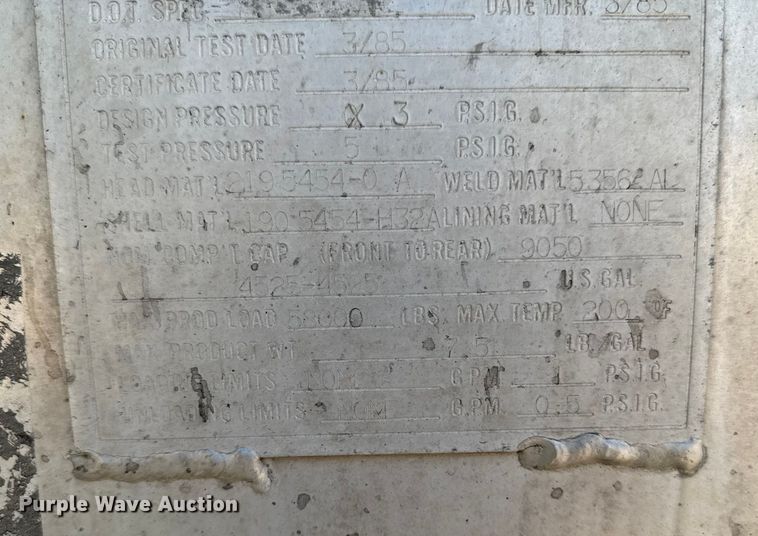 image for item EM2360 1985 Polar CT87511 tank trailer