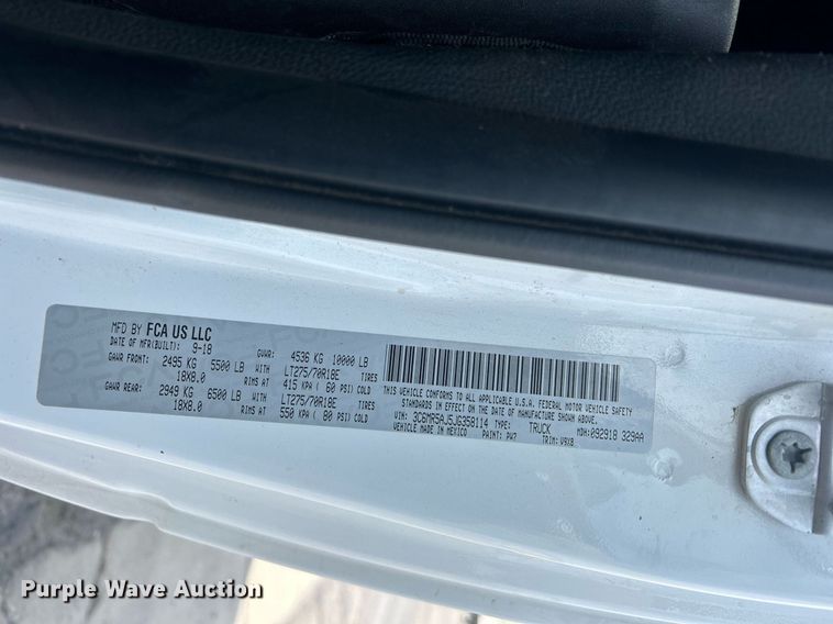 image for item EQ0521 2018 Dodge  Ram 2500 utility bed pickup truck