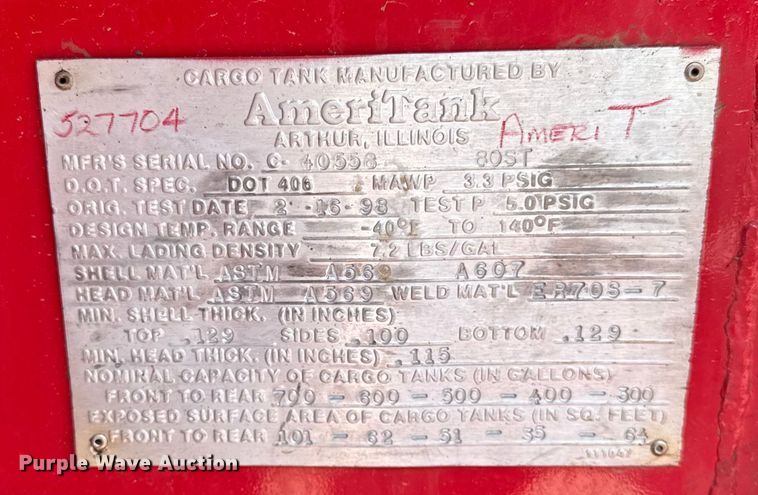 image for item ER0049 1998 Ford L8501 fuel truck