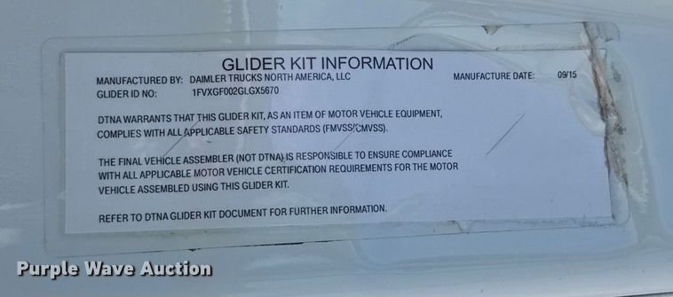 image for item ER2405 2016 Freightliner Cascadia glider kit semi truck