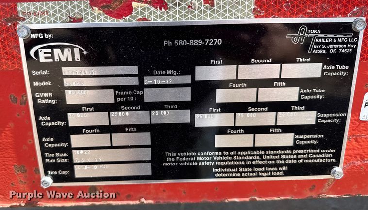 image for item ER2463 1982 Atoka 330FF oilfield trailer