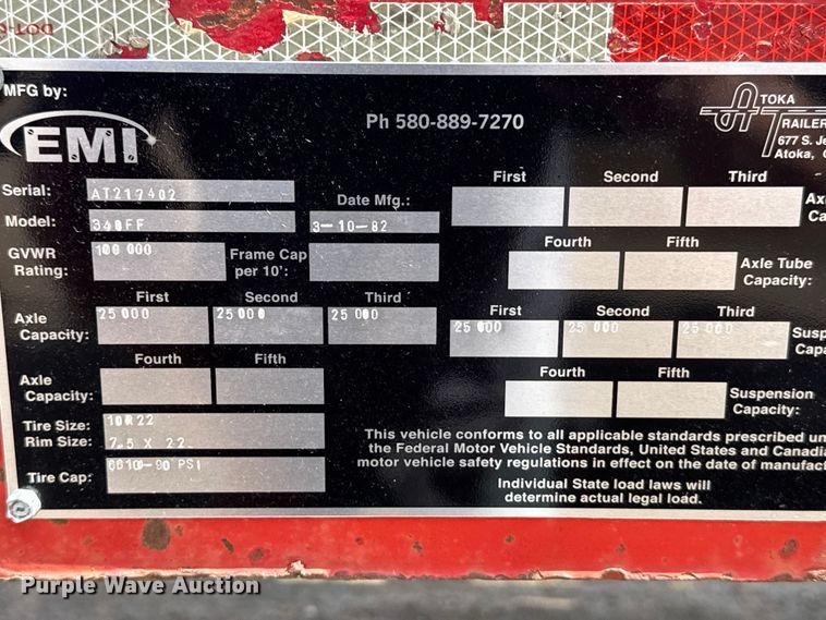 image for item ER2463 1982 Atoka 330FF oilfield trailer