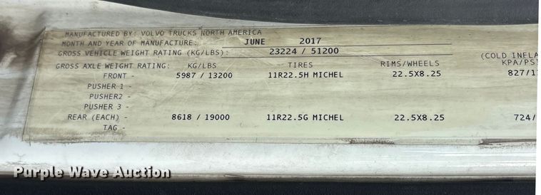 image for item ET7068 2018 Volvo VN semi truck