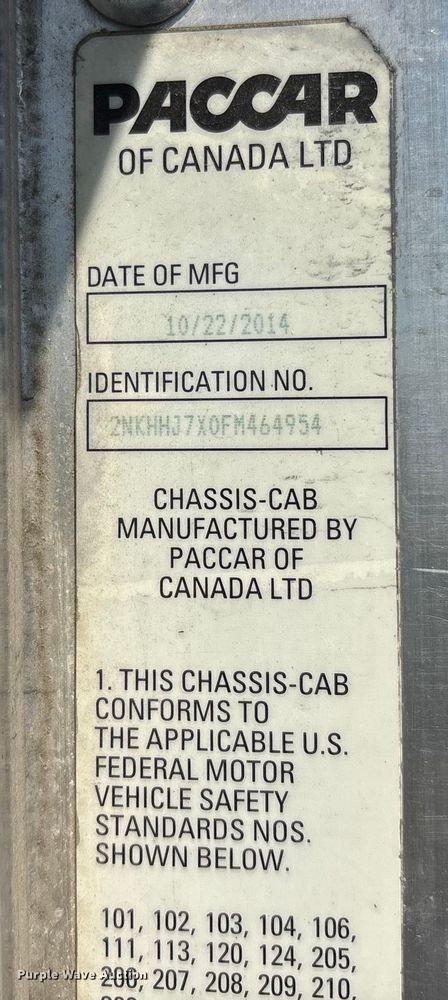 image for item ET8535 2015 Kenworth T370 truck cab and chassis