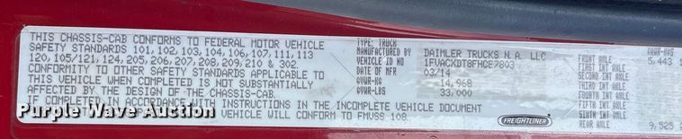 image for item ET8536 2015 Freightliner M2 truck cab and chassis