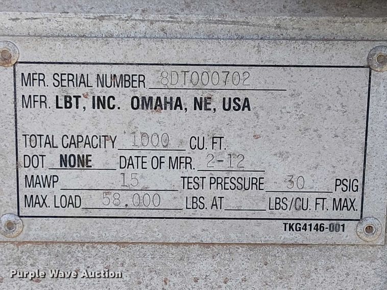 image for item EU2552 2013 LBT Inc HABHA2 pneumatic dry bulk trailer