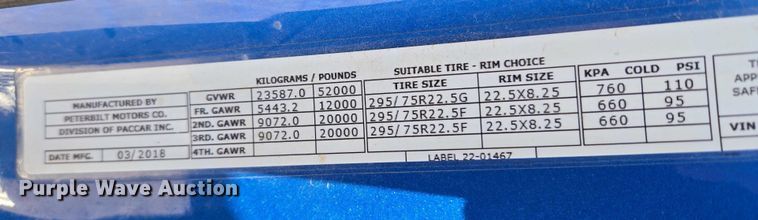 image for item EU3754 2019 Peterbilt 567 semi truck