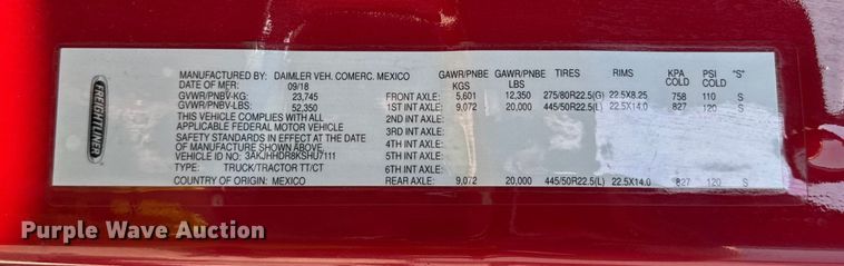 image for item YA0787 2019 Freightliner Cascadia semi truck