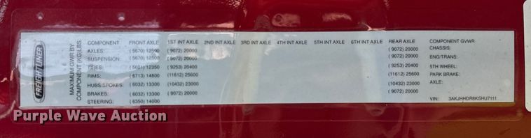 image for item YA0787 2019 Freightliner Cascadia semi truck