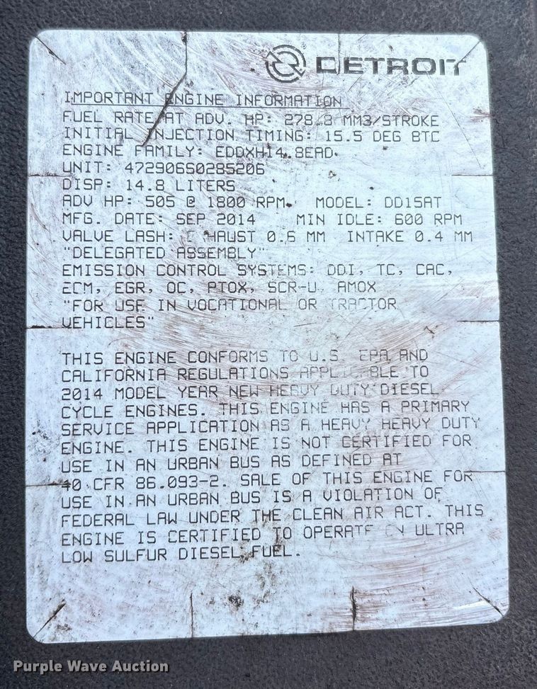 image for item YA0858 2015 Freightliner Cascadia semi truck