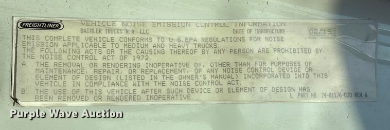 image for item YA0988 2016 Freighliner Cascadia 125 semi truck