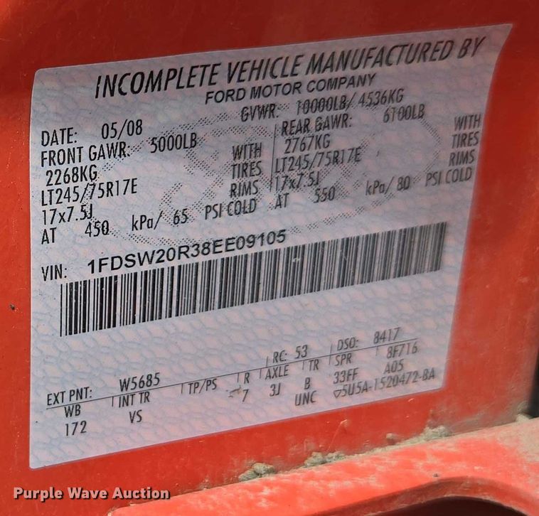 image for item DE2211 2008 Ford F250 Super Duty Crew Cab utility bed pickup truck